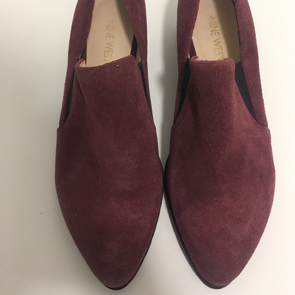 Brand New Nine West Marbel Dark Red Suede Heels Bootie Ankle Size 6.5 fashion